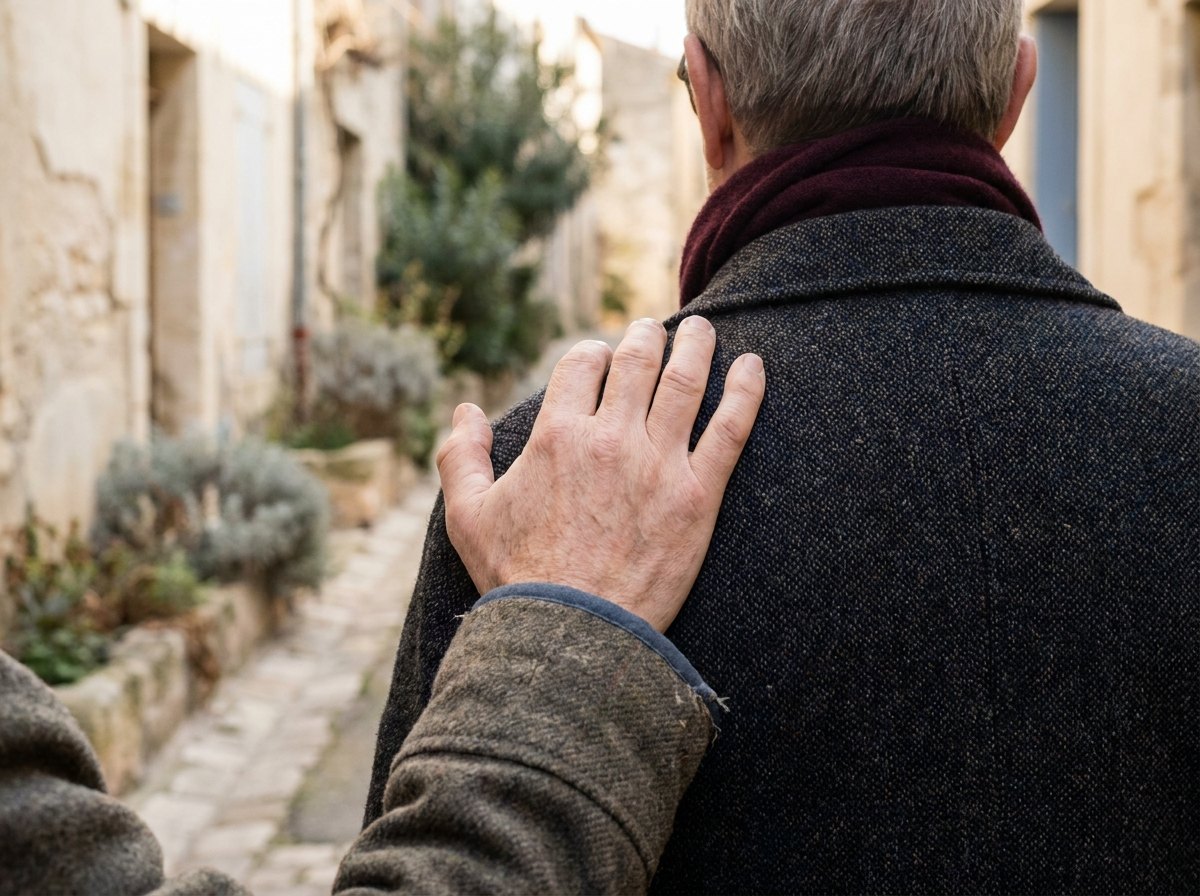 Main posée sur l'épaule d'un proche : accompagnement des familles à Béziers